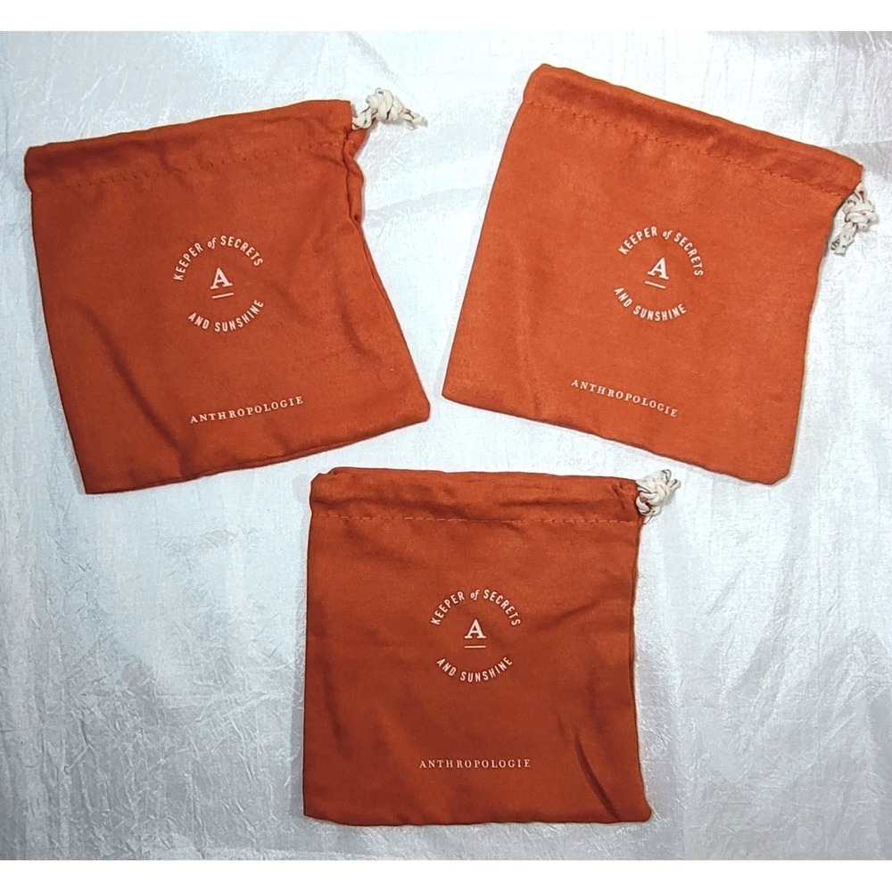 3 New Anthropologie Keeper of Secrets and Sunshine Jewelry Dust Bags - 5" x 4.5"